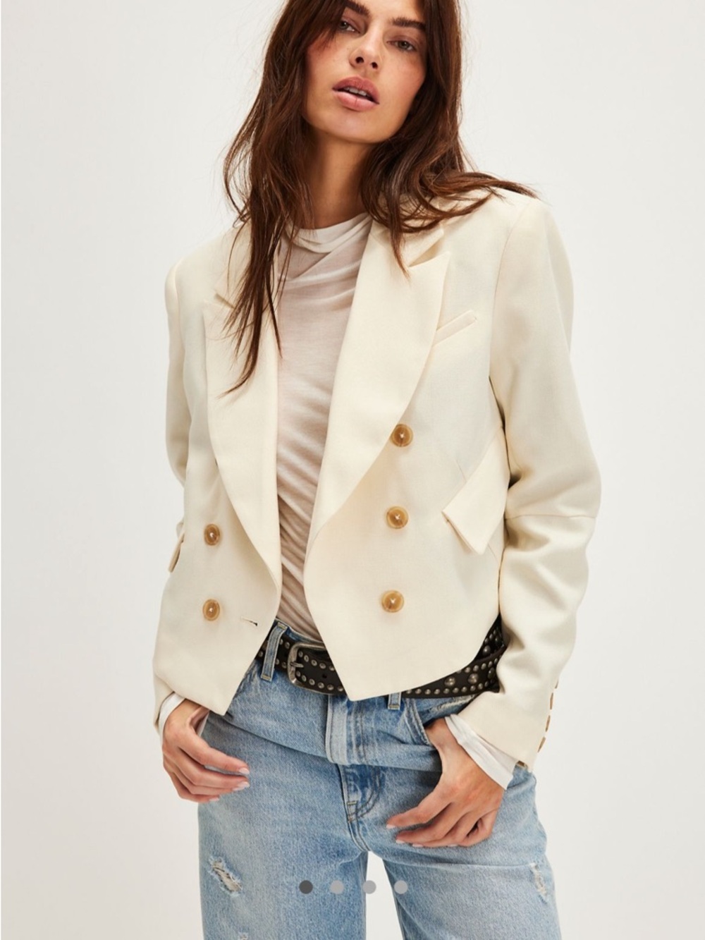 Free People Betty Solid Blazer in Ecru
